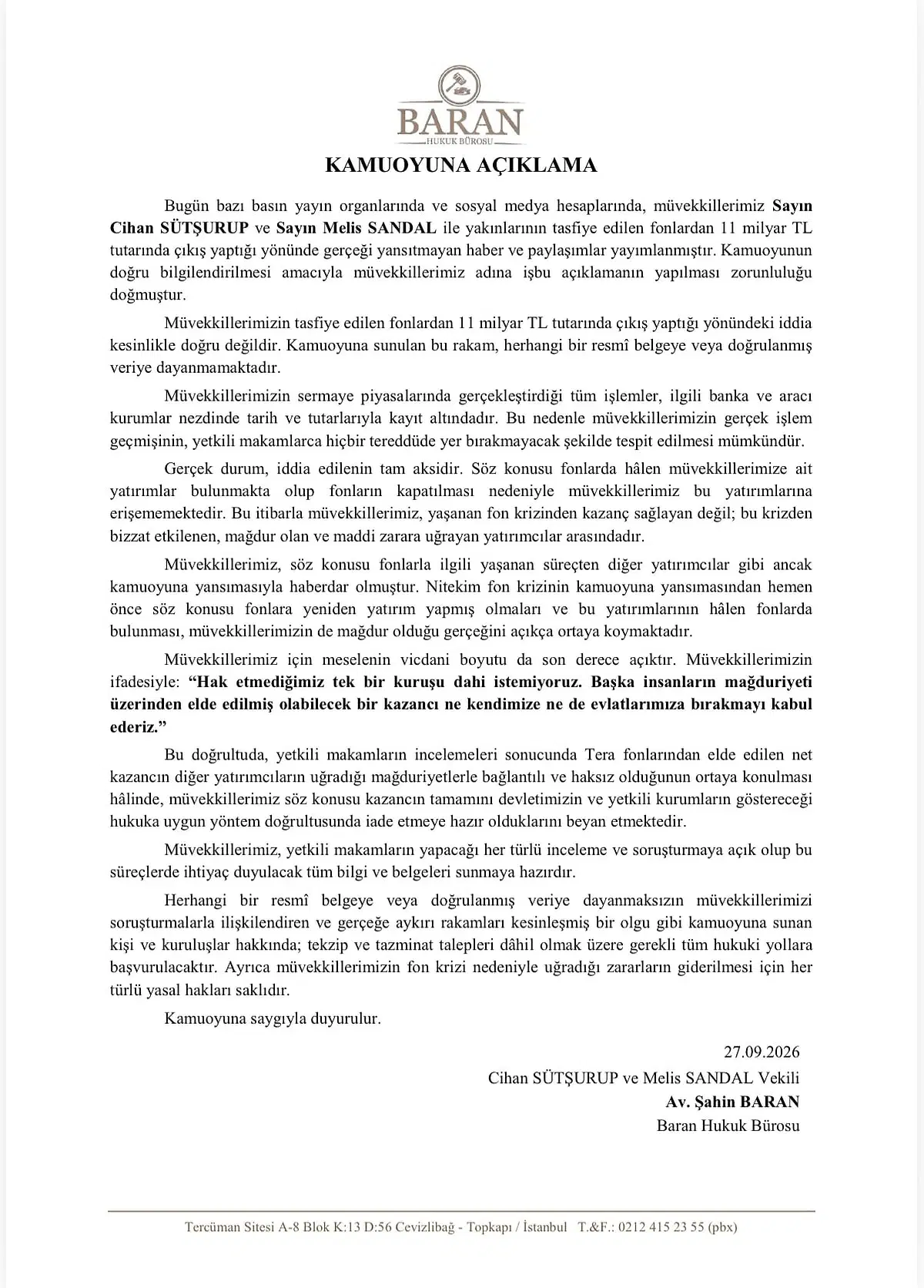 221426481 Esinin Mal Varligina Tedbir Karari Sonrasi Mustafa Sandaldan Aciklama Benim Alnim Ak Icerik 1