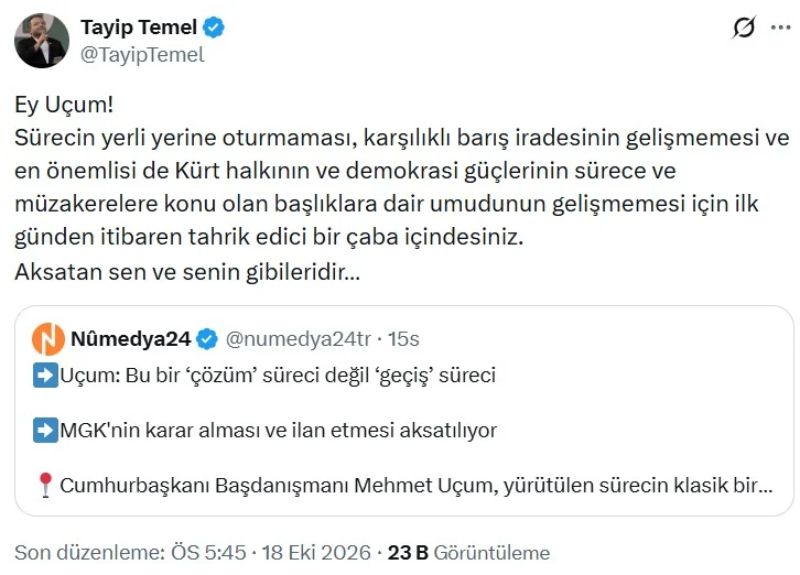 213636657 Dem Partili Tayip Temelden Mehmet Ucuma Surec Tepkisi Aksatan Sen Ve Senin Gibileridir Icerik 1